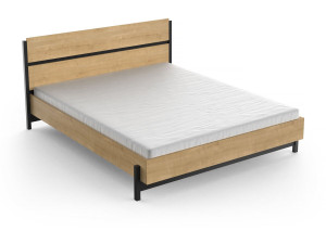 Cama de casal "Craft" - Madeira - 160 x 200 cm - Castanho
