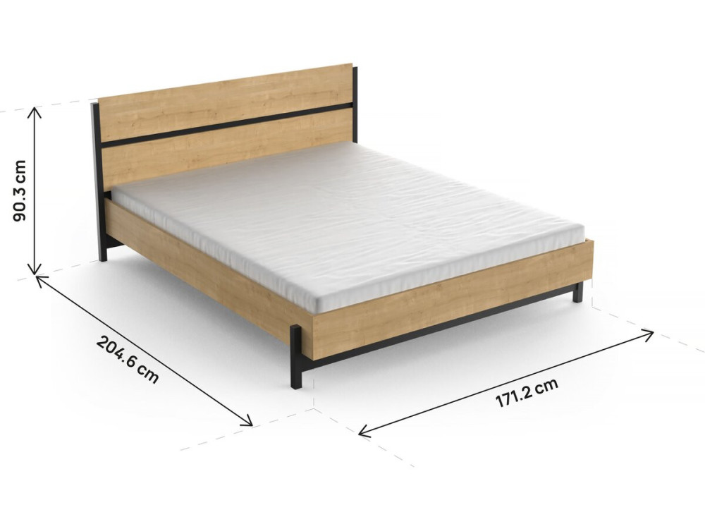 Cama de casal "Craft" - Madeira - 160 x 200 cm - Castanho