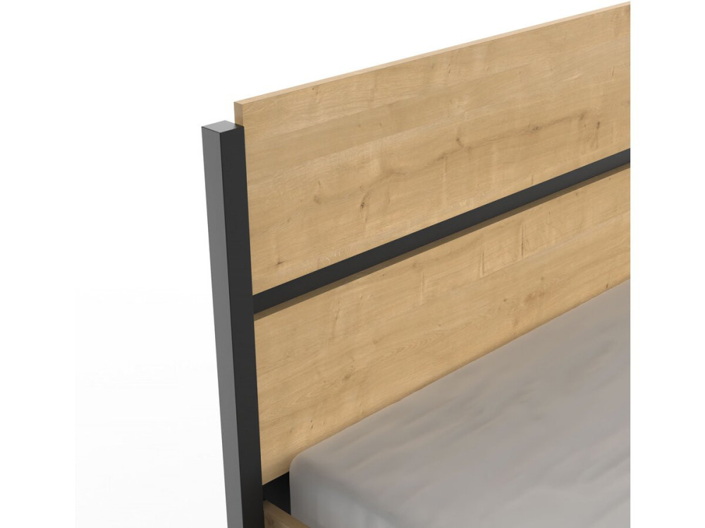 Cama de casal "Craft" - Madeira - 160 x 200 cm - Castanho