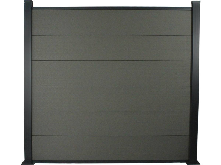 Kit Clôture de 4.8 m x H 1.6m composite et aluminium + profilé de finition - Kit de fixation offert - Ardoise