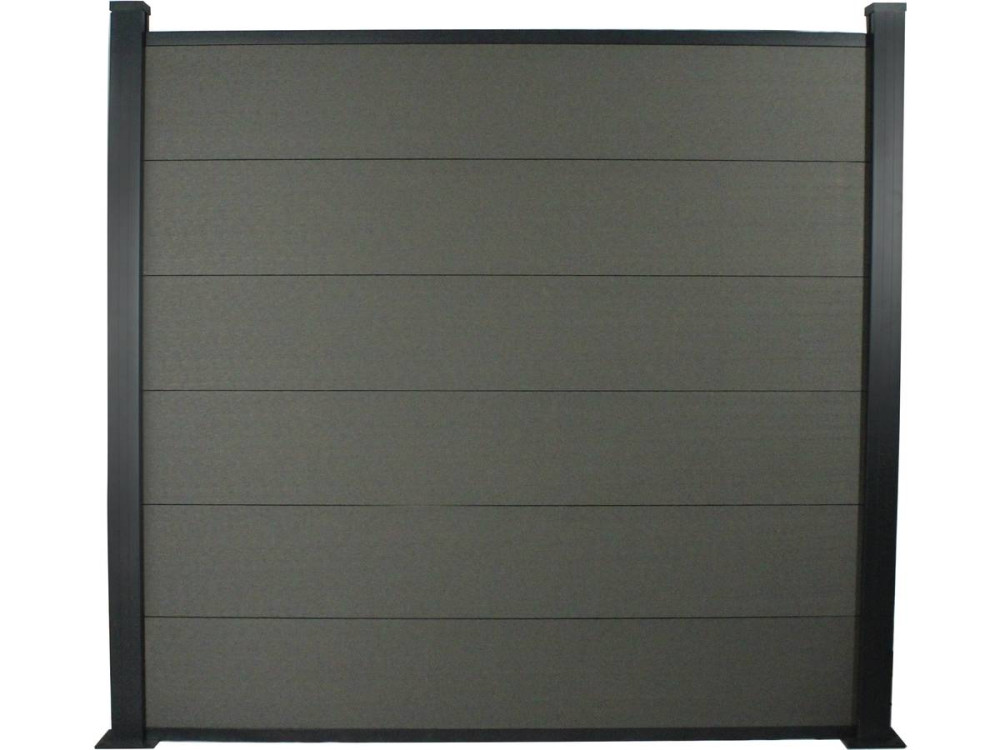 Kit Clôture de 4.8 m x H 1.6m composite et aluminium + profilé de finition - Kit de fixation offert - Ardoise