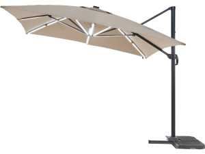 Guarda-sol jardim deportado LED Alu "Sun 3 Luxe" - Quadrado - 3 x 3 m - Taupe