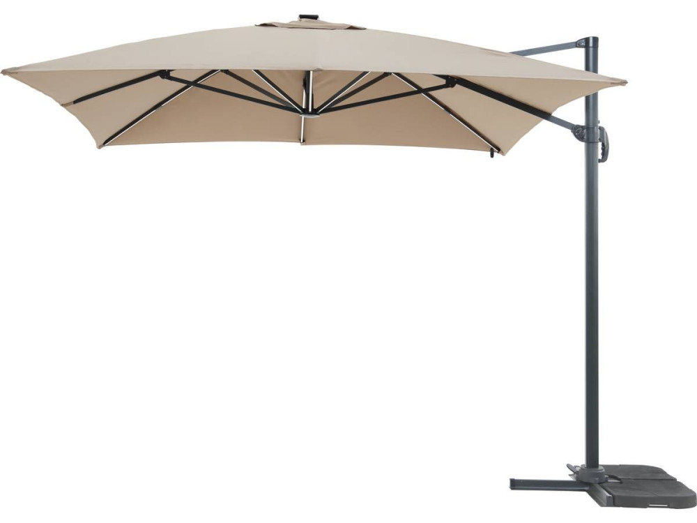 Guarda-sol jardim deportado LED Alu "Sun 3 Luxe" - Quadrado - 3 x 3 m - Taupe