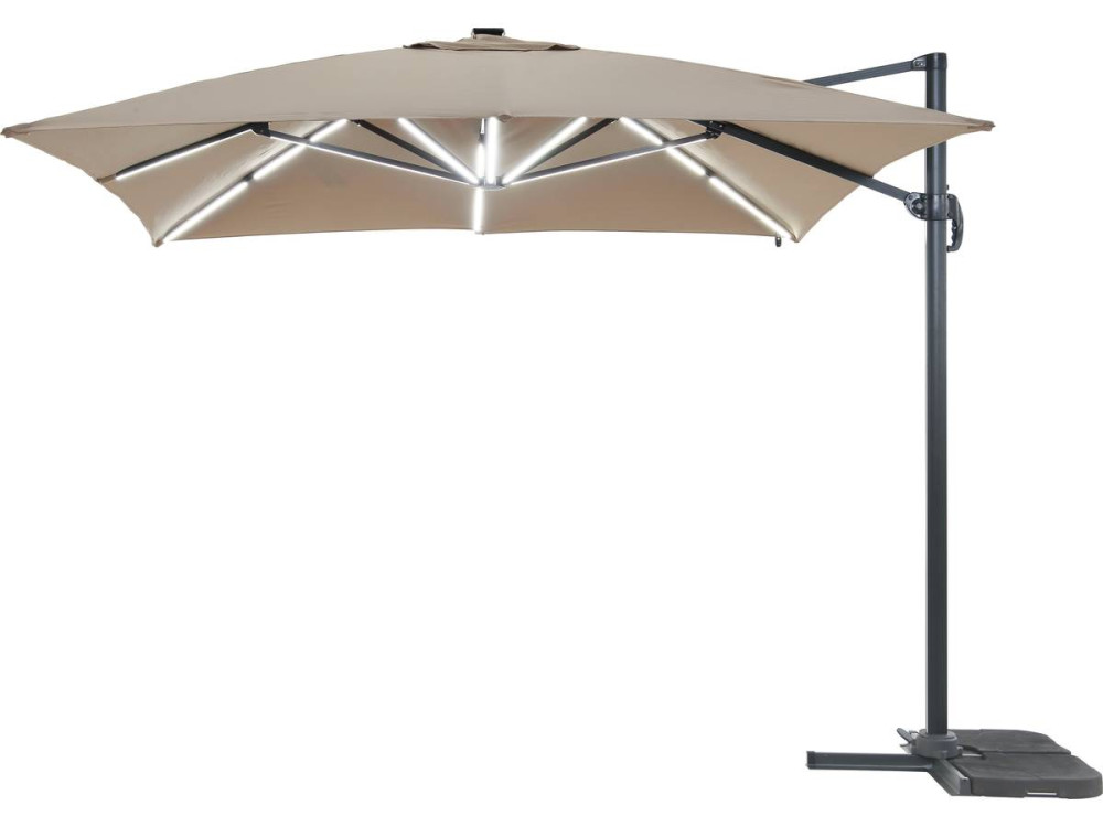 Guarda-sol jardim deportado LED Alu "Sun 3 Luxe" - Quadrado - 3 x 3 m - Taupe