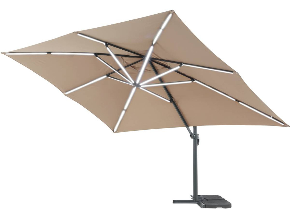 Guarda-sol jardim deportado LED Alu "Sun 3 Luxe" - Quadrado - 3 x 3 m - Taupe
