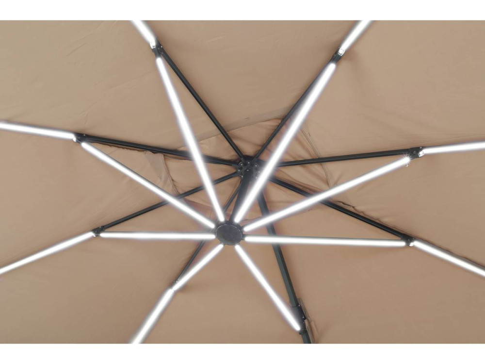 Guarda-sol jardim deportado LED Alu "Sun 3 Luxe" - Quadrado - 3 x 3 m - Taupe