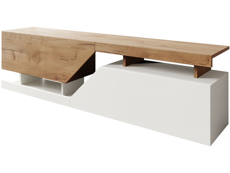 Meuble TV "Ceelias" - 160 x 46 x 35 cm - Branco/Marron