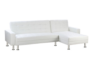 Sofá de canto conversível e reversível "Theo" - 258 x 82/147 x 82 cm - 4 lugares - Branco