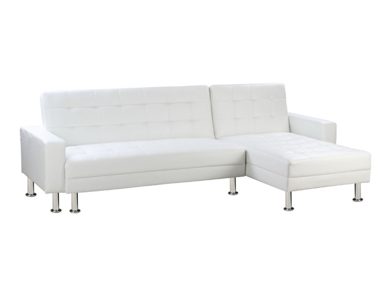 Sofá de canto conversível e reversível "Theo" - 258 x 82/147 x 82 cm - 4 lugares - Branco