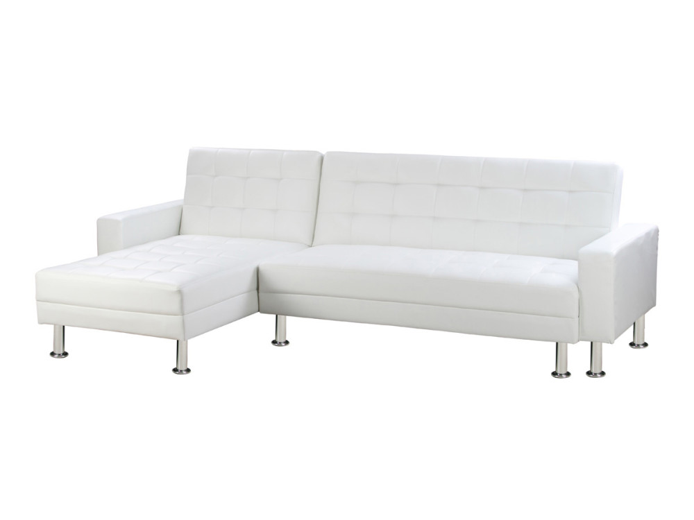 Sofá de canto conversível e reversível "Theo" - 258 x 82/147 x 82 cm - 4 lugares - Branco