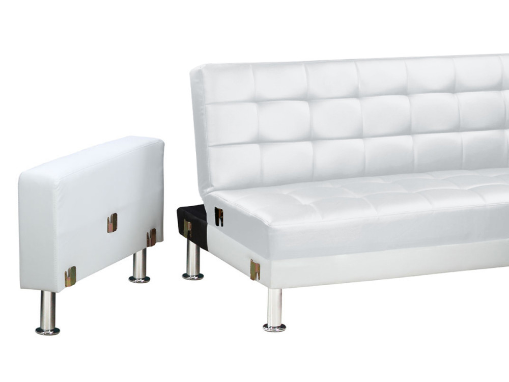 Sofá de canto conversível e reversível "Theo" - 258 x 82/147 x 82 cm - 4 lugares - Branco