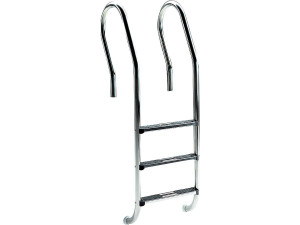 Escada mista para piscina - 4 degraus em aço inoxidável