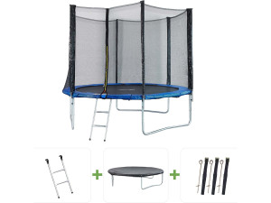 Trampolim "Joycy" - Ø 3,05 m - Com rede + escada + cobertura + kit de ancoragem