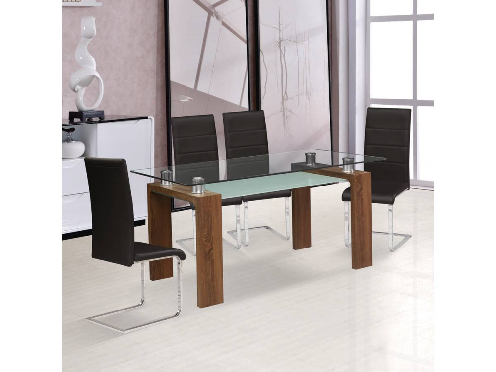 Mesa de jantar "Eva" - 150 x 80 x 75 cm - Marrom