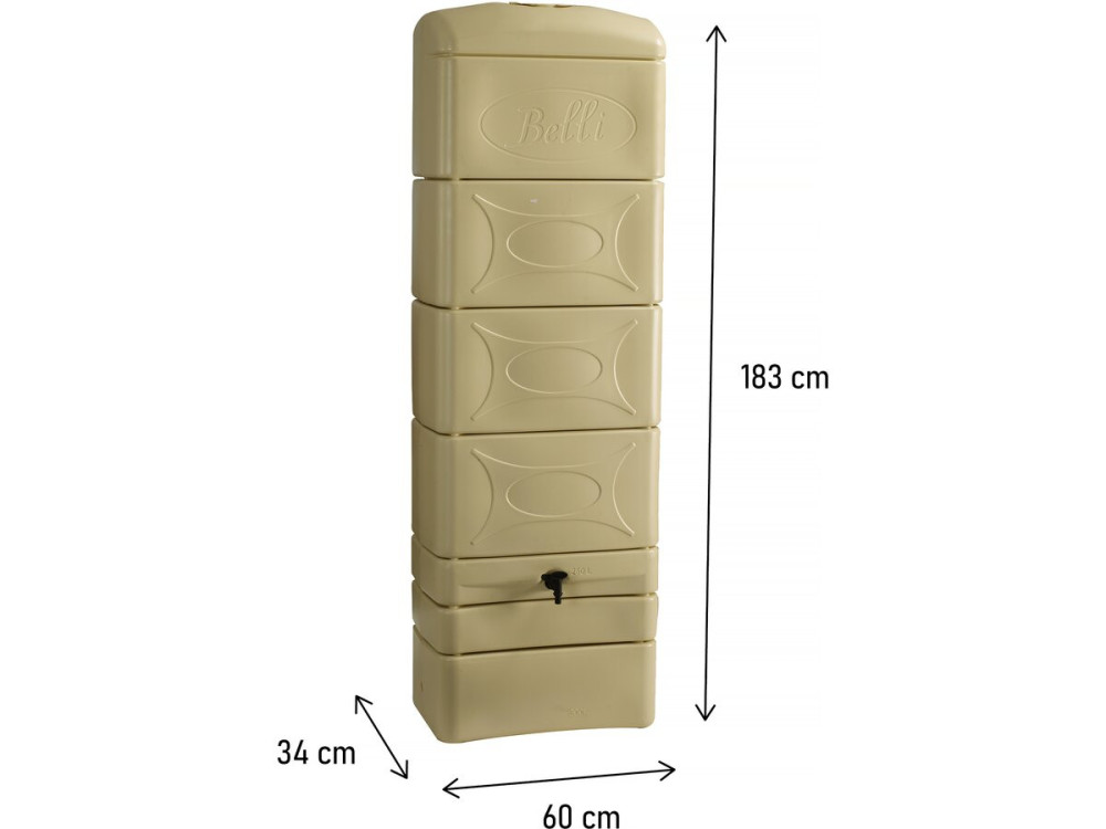 Coletor de água de parede 300 L com kit de conexão de nicho "Malang" - Bege