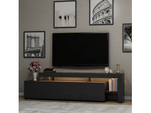 Suporte de TV em madeira "Beliz" - 192 x 37 x 53 cm - Antracite 2
