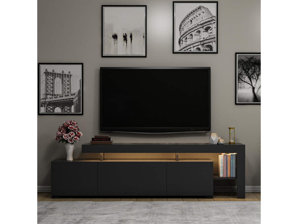 Suporte de TV em madeira "Beliz" - 192 x 37 x 53 cm - Antracite
