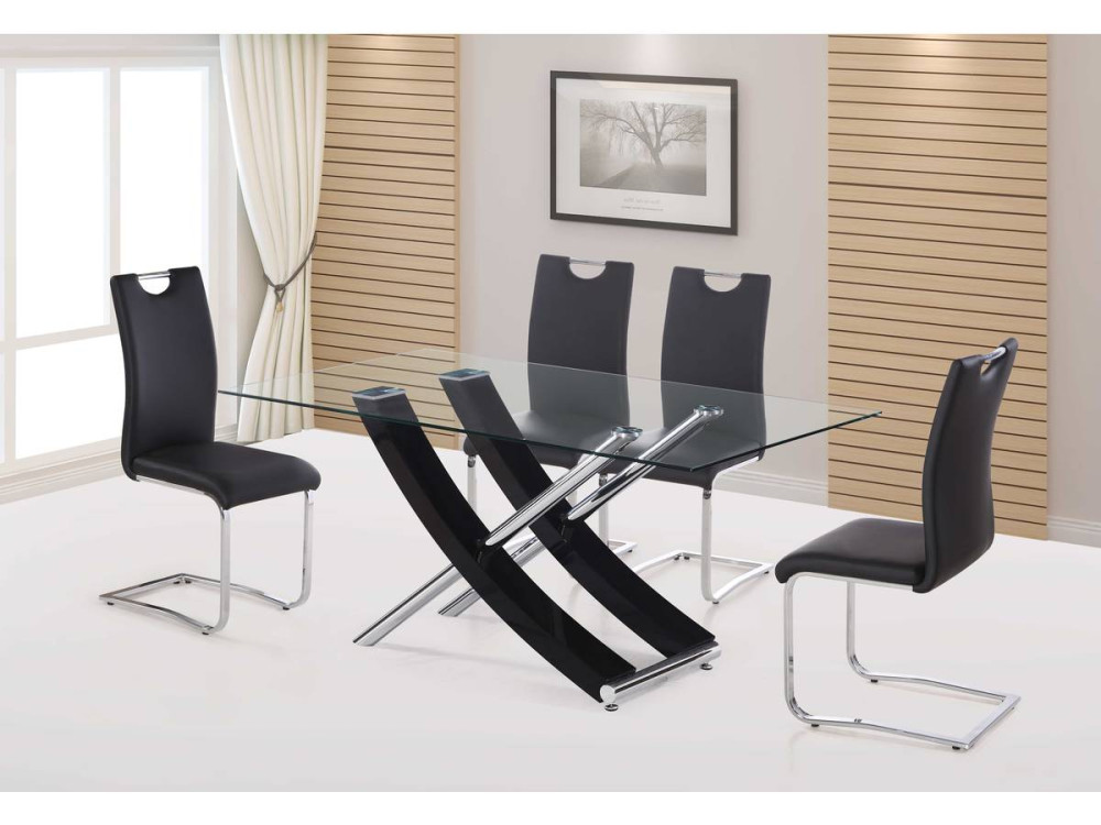 Mesa de jantar "Diva" - 160 x 90 x 76 cm - Lacada preta