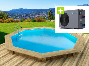 Piscina de madeira “Verona” - 5,10 x 1,20 m + Bomba de calor - Potência 6,1 kW