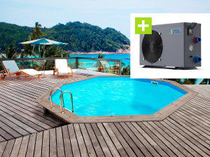 Piscina de madeira “Venecia” - 5,80 x 1,31 m + Bomba de calor - Potência 6,1 kW