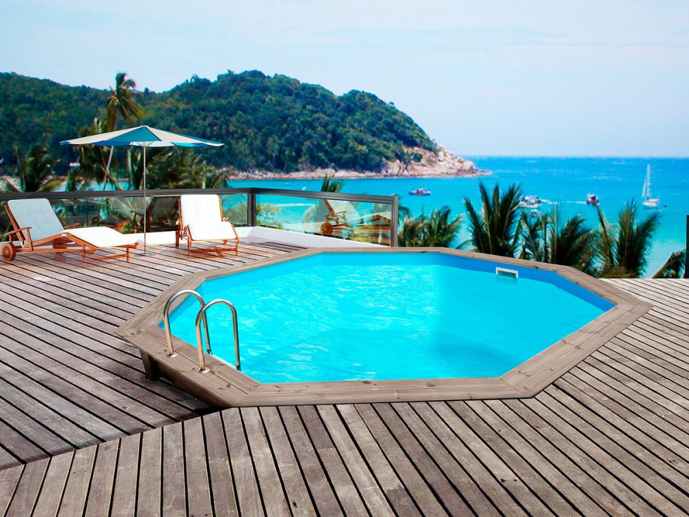 Piscina de madeira “Venecia” - 5,80 x 1,31 m + Bomba de calor - Potência 6,1 kW