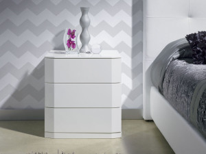 Mesa de cabeceira "Perle" com 3 gavetas - 54 x 42 x 57 cm - Cor branca