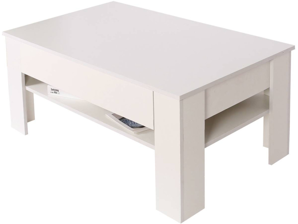 Mesa de centro com gaveta retangular "Joy" - Branco