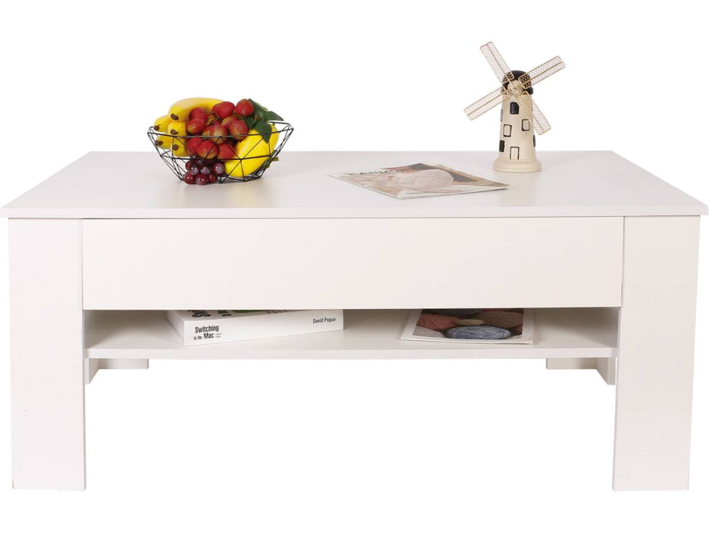 Mesa de centro com gaveta retangular "Joy" - Branco