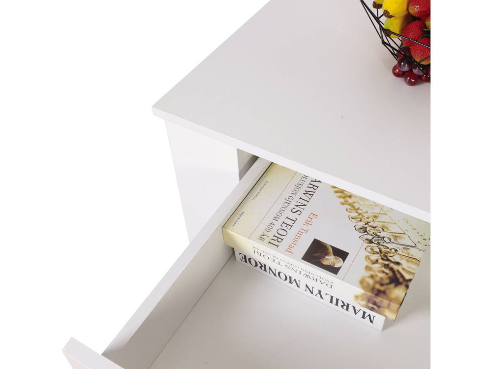Mesa de centro com gaveta retangular "Joy" - Branco