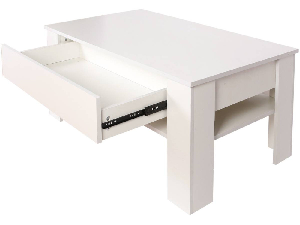 Mesa de centro com gaveta retangular "Joy" - Branco