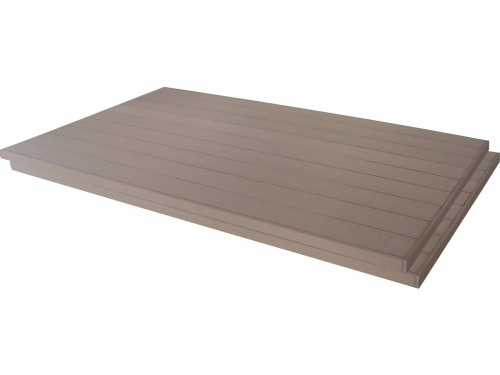 Conjunto de 3 tábuas de deck em compósito sólido - Longo: 2,4m -1 m2 - Castanho