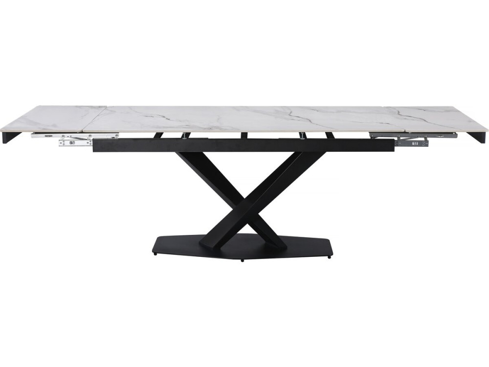 Mesa de jantar extensível em cerâmica para 6 a 10 pessoas "Silence" - Branco marmoreado cinzento