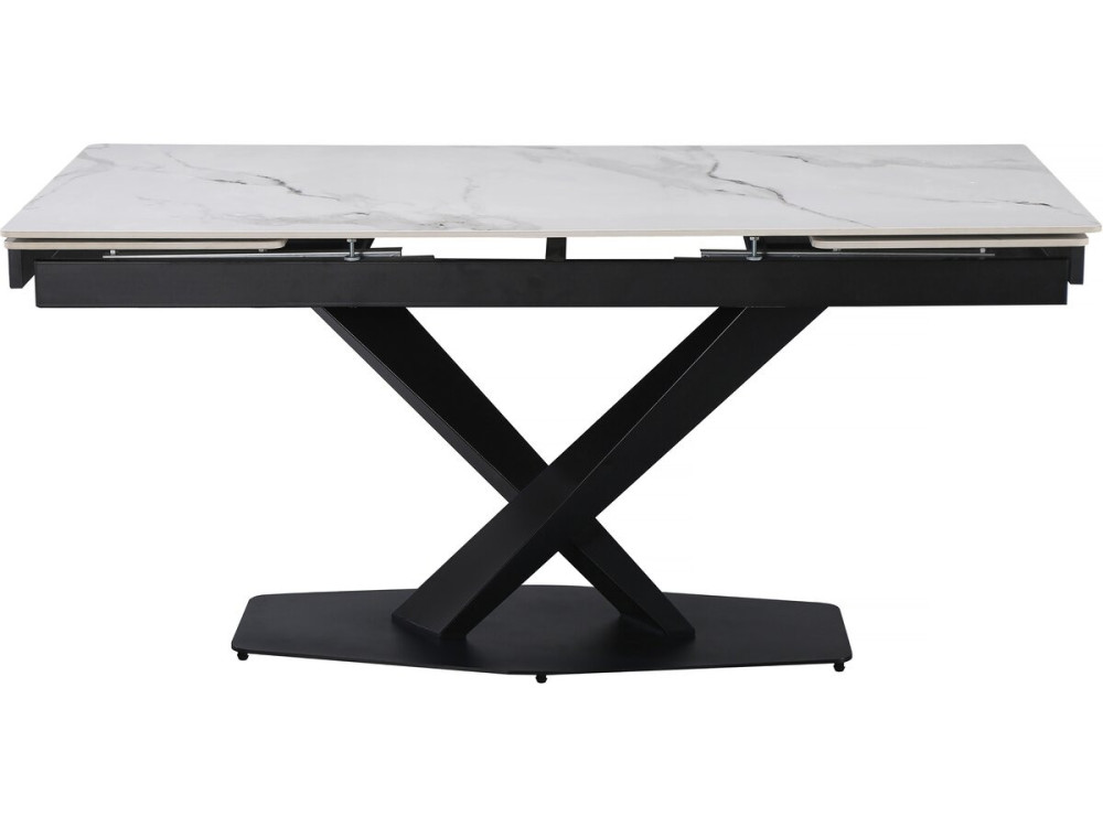 Mesa de jantar extensível em cerâmica para 6 a 10 pessoas "Silence" - Branco marmoreado cinzento