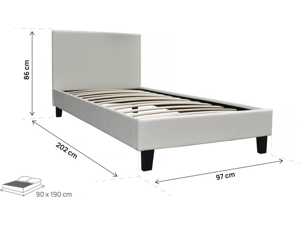 Cama "Lina" - 90 x 190 cm - Bege