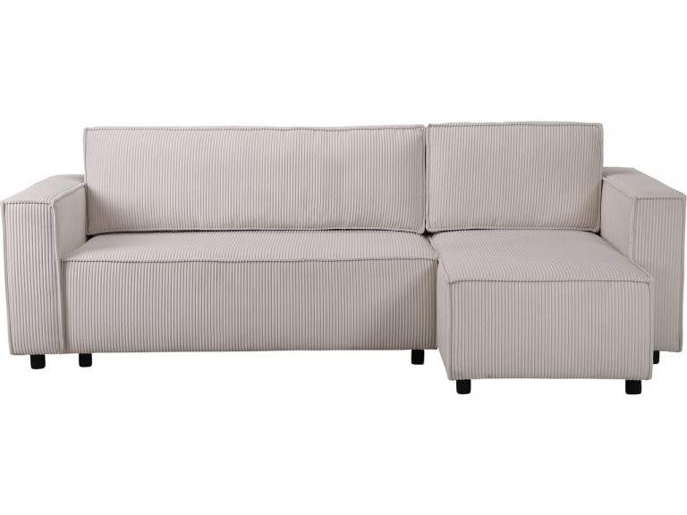 Sofá de canto de veludo cotelê "Montaigne S" - 3 lugares - Bege