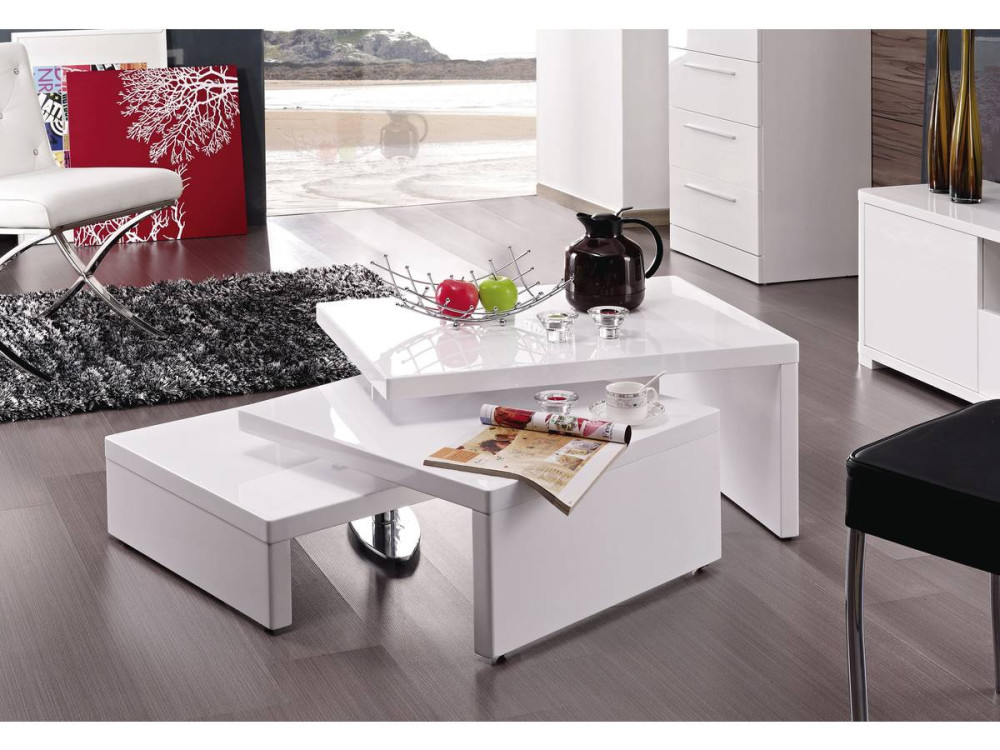 Design de baixo de mesa "Elysa" - 80 x 59 x 37,5 cm - Blanc laqué