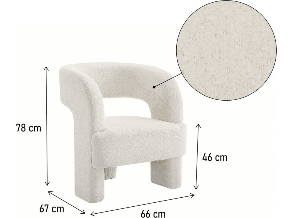 Poltrona de design "Madison" de 3 pernas - Branco
