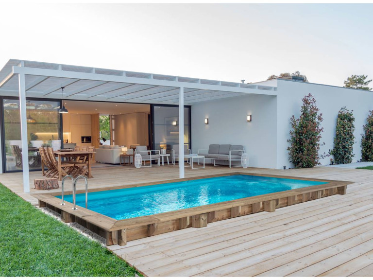 Piscina retangular de madeira "Tobago" - 6,20 x 3,00 x 1,31 m