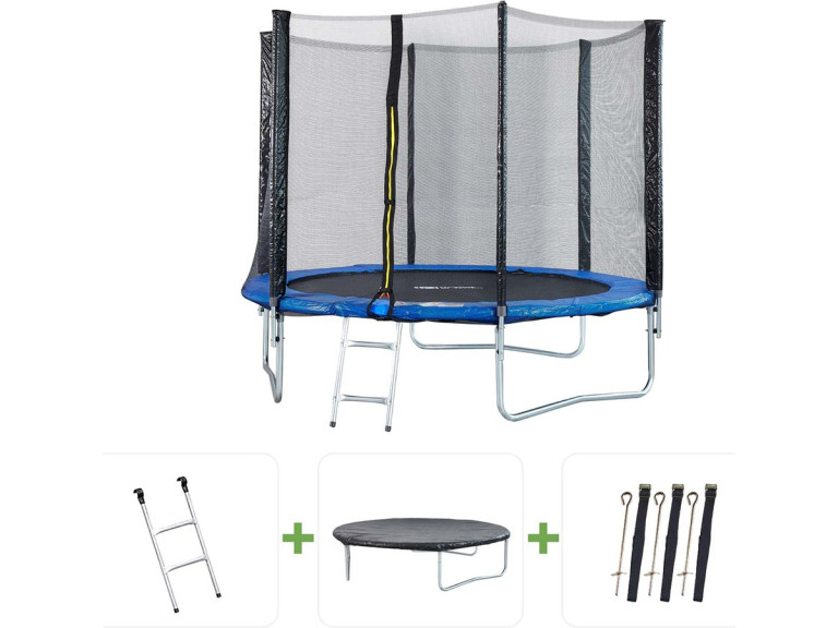 Trampolim "Joycy" - Ø 2,44 m - Com rede + escada + cobertura + kit de ancoragem