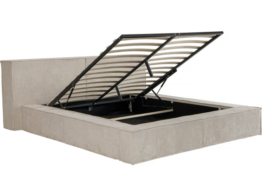 Cama de armazenamento em veludo cotelê "Courchevel" - 140 x 190 cm - Bege
