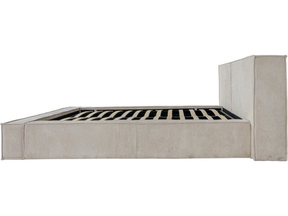 Cama de armazenamento em veludo cotelê "Courchevel" - 140 x 190 cm - Bege