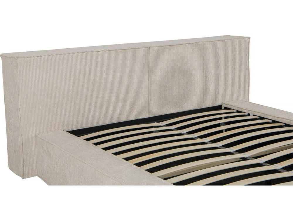 Cama de armazenamento em veludo cotelê "Courchevel" - 140 x 190 cm - Bege
