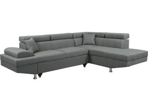 Sofá de canto "Sophia luxe" - 265 x 190,5 x 80/91 cm - Cinza - Ângulo reto