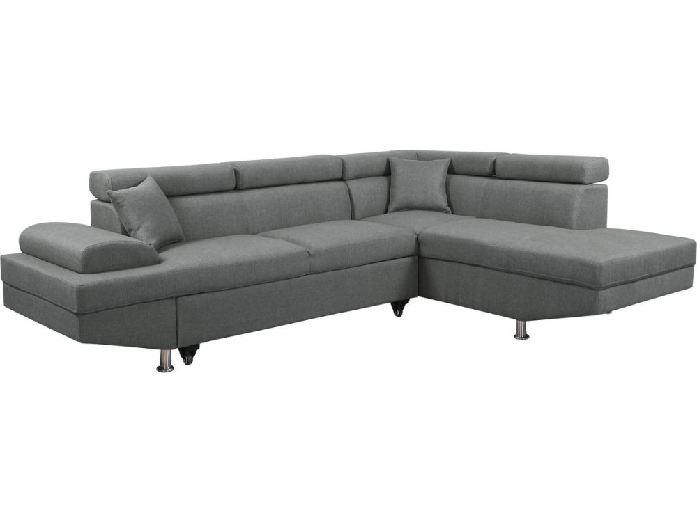 Sofá de canto "Sophia luxe" - 265 x 190,5 x 80/91 cm - Cinza - Ângulo reto
