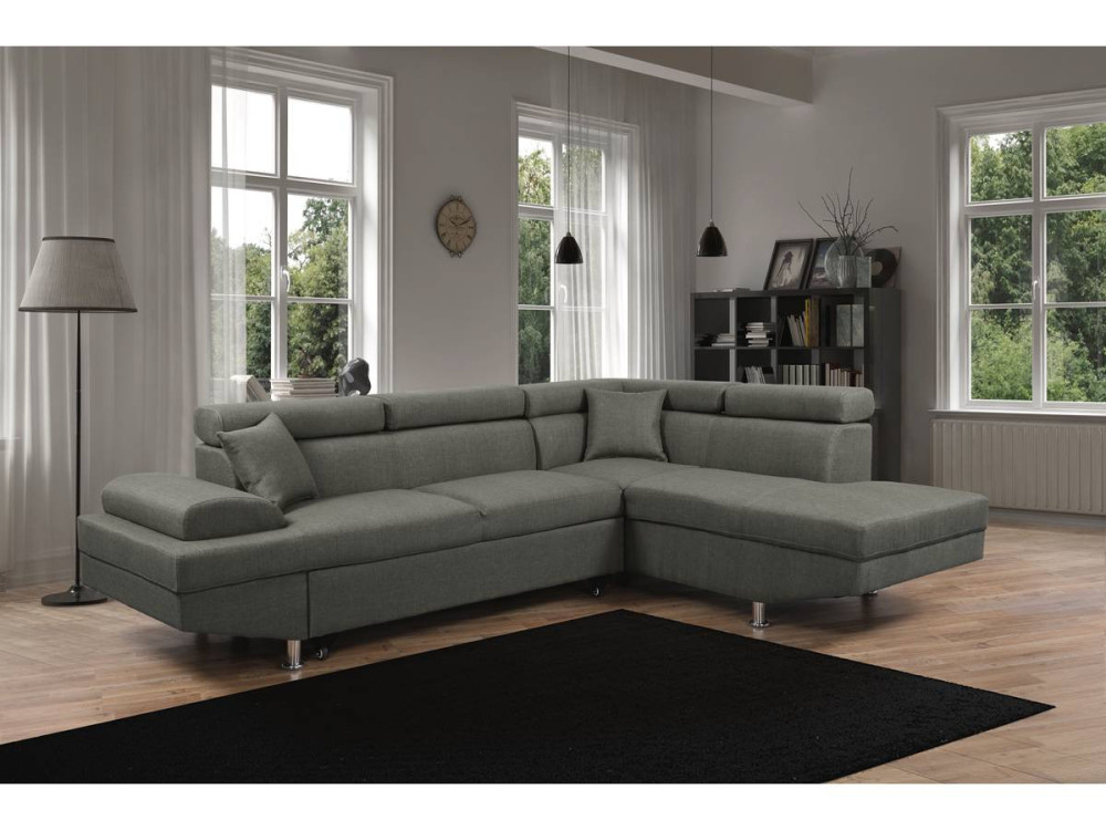 Sofá de canto "Sophia luxe" - 265 x 190,5 x 80/91 cm - Cinza - Ângulo reto