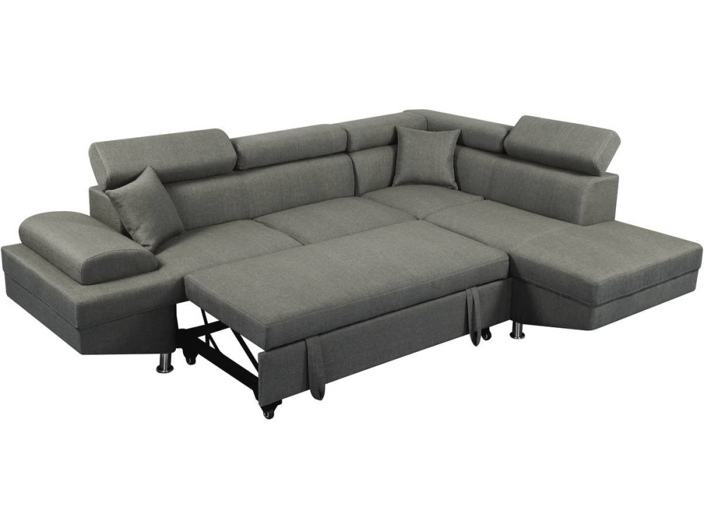 Sofá de canto "Sophia luxe" - 265 x 190,5 x 80/91 cm - Cinza - Ângulo reto