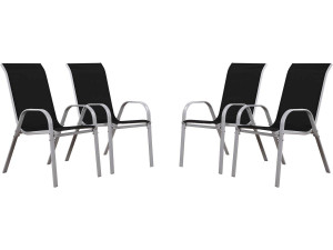 Poltrona de jardim Textilene "Cordoba" - Fénix - Preta - Kit de 4