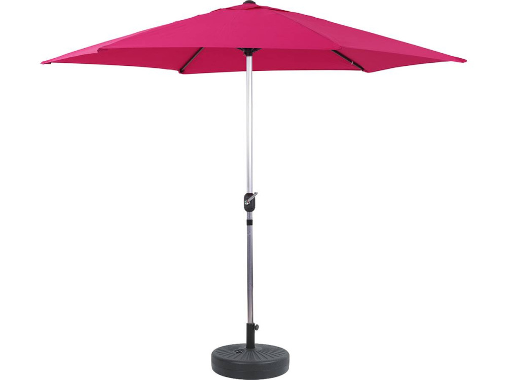 Guarda-sol reto de jardim em alumínio "Sol" - Redondo - Ø 3m - Rosa - Com base ponderada