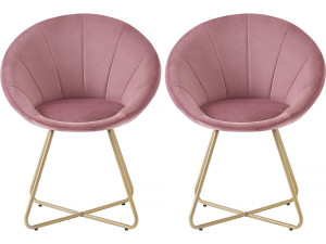 Conjunto de 2 cadeiras de sala de jantar em veludo "Rosalie" - Rosa
