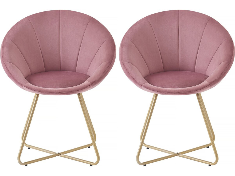 Conjunto de 2 cadeiras de sala de jantar em veludo "Rosalie" - Rosa